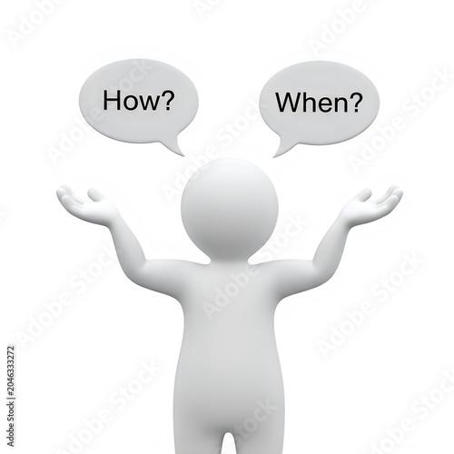 3d human figure with question speech bubbles isolated on transparent background