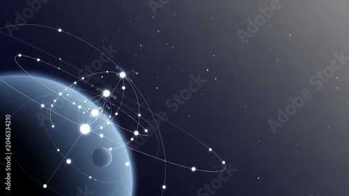 Abstract Global Digital Network Connection Over Planet Earth
