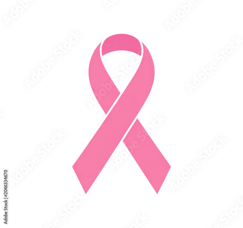 Pink ribbon symbol for breast cancer awareness campaign  isolated on a transparent background.