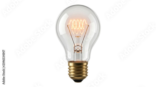 Canvastavla Classic glowing edison light bulb with tungsten filament isolated on transparent background png graphics