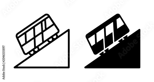 Bild auf Leinwand Funicular Railway Icons, Steep Slope Transport Vector Graphics, Inclined Cable C