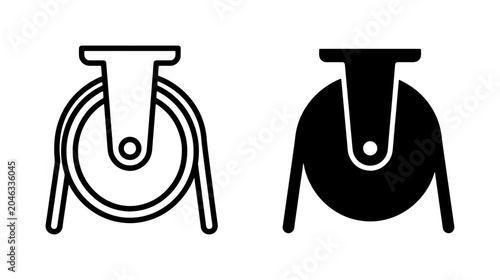 Tableau sur toile Pulley System Icons, Simple Mechanical Engineering Vector Graphics, Lifting Mech