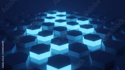 Abstract Glowing Blue Hexagon Grid Pattern Background