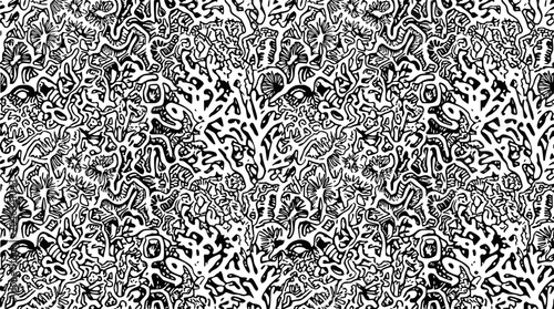 Canvastavla Abstract Black and White Doodles, Organic Shapes, Intricate Patterns, Modern Art