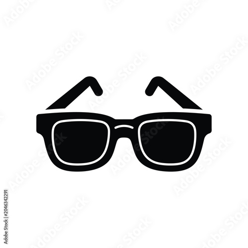 Black and white of classic thick-rimmed eyeglasses or spectacles with a bold frame, isolated on a white background, representing vision, reading, intelligence, or optical fashion accessories