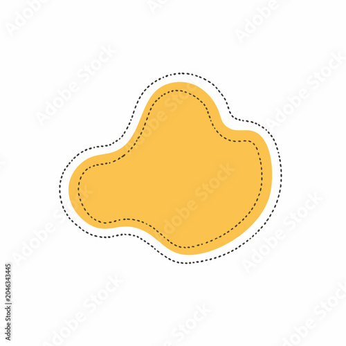 Abstract Yellow Blob Shape with Dotted Outline