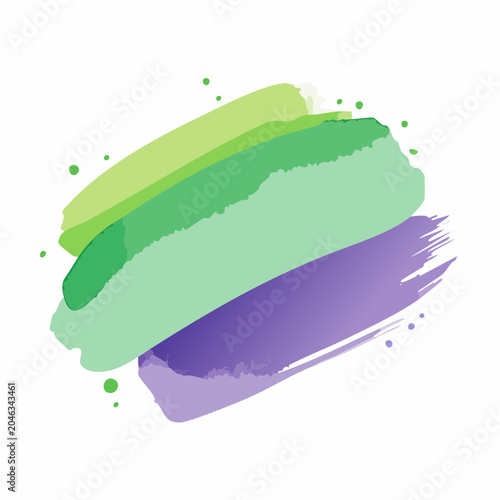 Abstract Watercolor Brush Strokes with Green and Purple Hues
