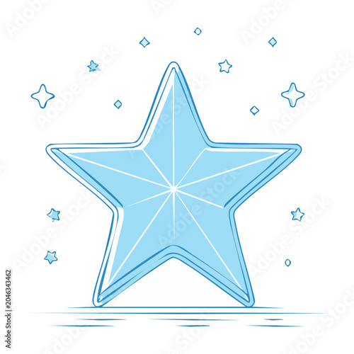 Blue star with sparkles and shine effect