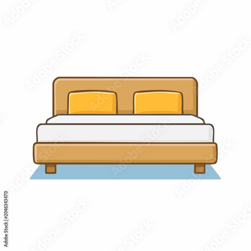 Cartoon Bed with Yellow Pillows