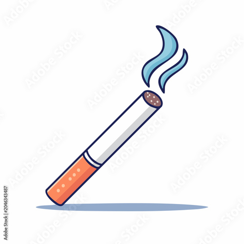 Cartoon illustration of a lit cigarette with smoke
