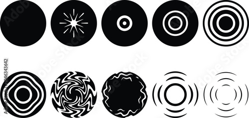 Fényképezés Collection of Abstract Circular Graphic Elements and Patterns circle