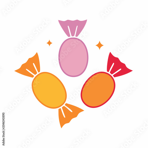 Three Wrapped Candies with Sparkles