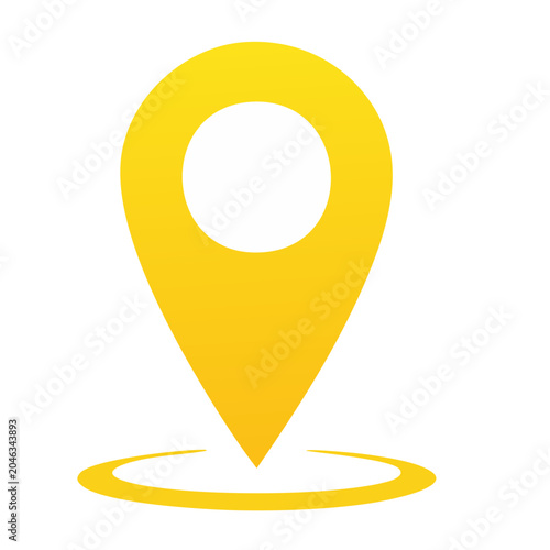 Yellow location pin icon on white background