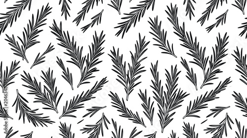 Black leaves on white background pattern.