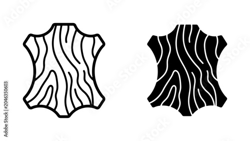 Photos Leather Texture Icon Set, Animal Hide Symbol, Raw Material Vector Graphics for C