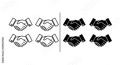 Konstfotografi Collection of handshake icons representing agreement, partnership, and successfu