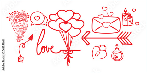 Valentine's day illustration with love symbols and icons