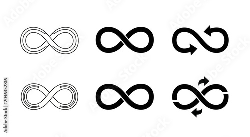 Vászonkép A Collection of Infinity Symbol Icons for Symbolizing Eternity, Limitlessness, a