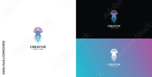Fotografía Modern gradient jellyfish logo, a captivating and fluid design combining oceanic