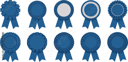 Schilderij op canvas ribbon badge icon collection blue rosette award vectors
