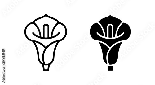 Bild auf Leinwand Elegant Calla Lily Icons, Simple Floral Vector Graphics, Modern Botanical Line A