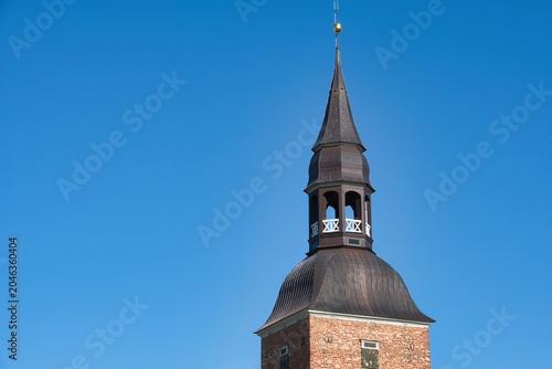 Bild auf Leinwand Historic St Simons Church Baroque tower steeple in Valmiera Latvia