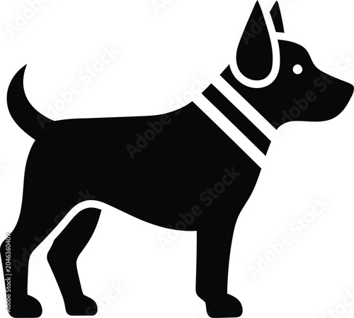 Photography Minimalist dog silhouette icon with collar design, domestic