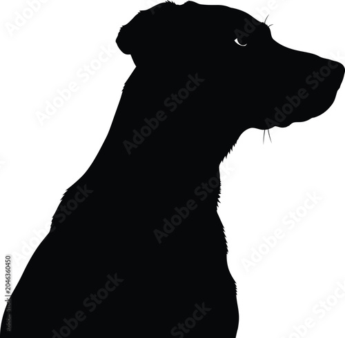 Side profile silhouette of a dog head graphic with isolated