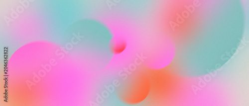 Картината върху платно Abstract pastel pink mint green and orange blurred shapes background with matte