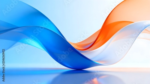Abstract flowing ribbon of blue orange and white