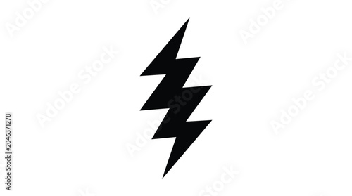 Fotografi Black Lightning Bolt Silhouette On White Background