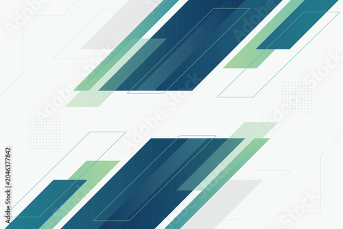 Fotografie Modern Abstract Geometric Background with Slanted Blue-Green Shapes and Gradient