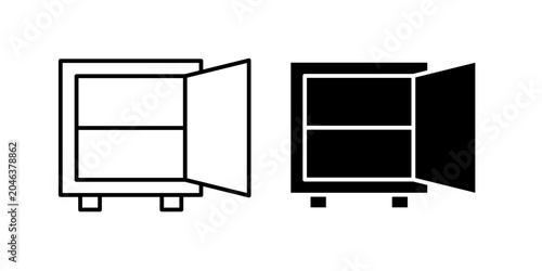 Foto A clean and modern open safe symbol in two styles — outline and solid black