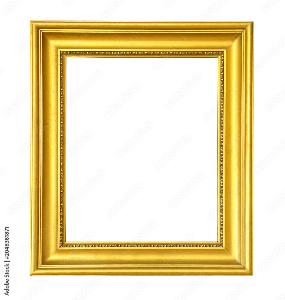 Fototapeta premium Golden ornate picture frame with transparent background