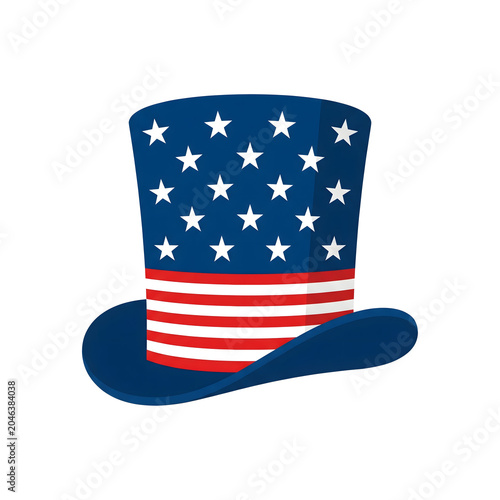 Festive American-themed blue top hat with star and stripe pattern, ideal for celebrating national holidays, historical events, and patriotic commemorations