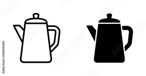 Foto Coffee Pot Icons, Vintage Percolator Vector Graphics, Retro Kitchenware Symbols,