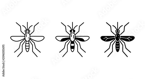 Foto Minimalist Mosquito Icons, Insect Vector Graphics, Pest Control Symbols, Disease