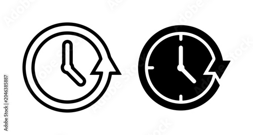 Schilderij op canvas Clock Icons, Time Symbols, Round Watch Graphics, Circular Timer Vector Art, Time