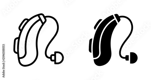 Bild auf Leinwand Hearing Aid Icons, Auditory Device Vector Set, Medical Technology Symbols, Heari