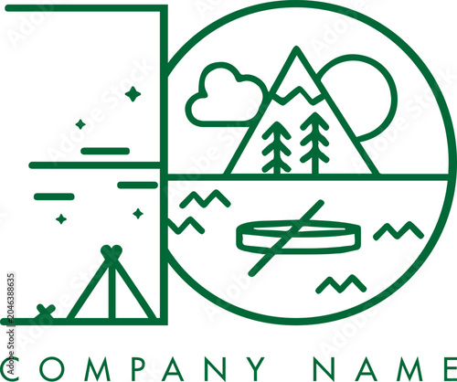 Minimalistic Abstract Initial Letter EO Nature Outdoor Line Art Logo Design