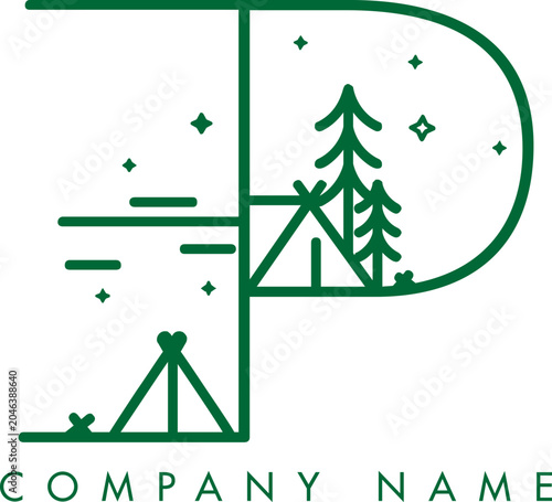 Minimalistic Abstract Initial Letter EP Nature Outdoor Line Art Logo Design