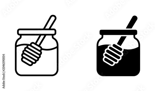 Foto Sweet Honey Jar Icons, Liquid Sweetener Container Vector Graphics, Golden Nectar