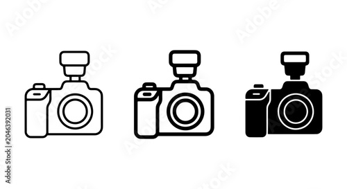 Tableau sur toile Digital Camera Icons Set, Photography Equipment Vector Graphics, Modern SLR Came