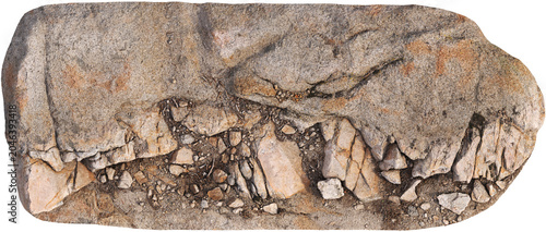 Rocky Ground Terrain with Exposed Bedrock Isolated on Transparent Background