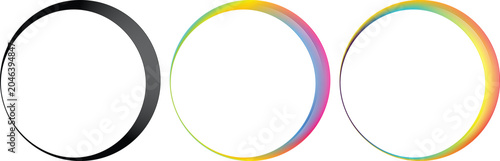 Minimalist circular line frames with elegant thin stroke and colorful gradient variations.