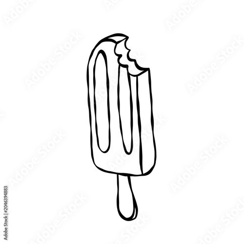 Bitten fruit ice cream illustration. Great for summer marketing, ice cream shop decor, dessert flyers and fun social media content.