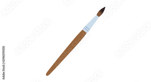 Canvastavla Paintbrush with brown handle and white ferrule, artistic tool