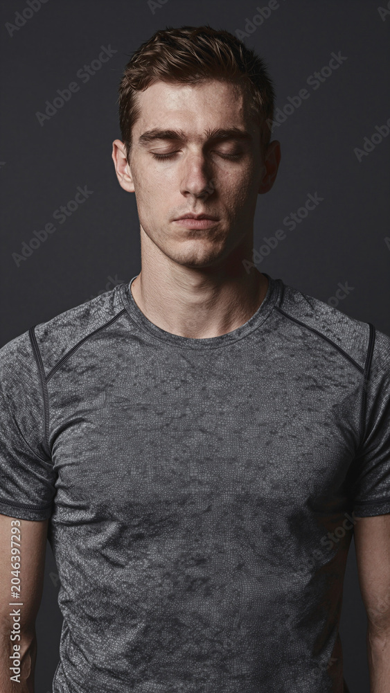 Fototapeta premium karate defeat of a young man with eyes closed portrait