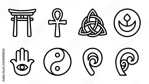 Konstfotografi Spiritual Symbols Collection, Sacred Icons Set, Religious Icons, Cultural Symbol