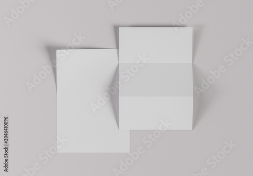 A4 Folded Paper Presentation Mockup. 3D Render